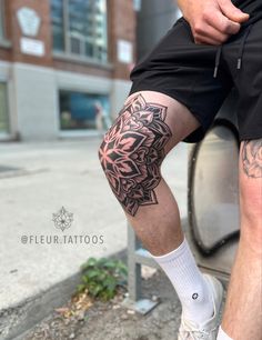 Knee tattoo, ornamental tattoo, dotwork tattoo, mandala tattoo, tattoo inspiration Mandala Tattoo Knee Men, Mandala On Knee Tattoo, Geometric Tattoo Knee, Mandela Knee Tattoo, Men’s Knee Tats, Lotus Flower Knee Tattoo, Men’s Tattoo Ideas Forarm, Mandala Tattoo Men Leg, Mandela Tattoo Design For Men