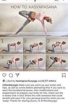 a woman doing yoga poses on her facebook page