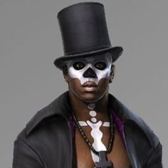 Baron Samedi | James Bond Wiki | Fandom Mens Voodoo Makeup, Skull Makeup Men Beard, Baron Samedi Costume, Day Of The Dead Makeup Men Beard, Sugar Skull Makeup For Men With Beards, Baron Samedi Veve, Baron Samedi, Portrait References, Male Makeup