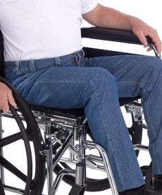 Wheelchair Jeans  For Men - Quality Denim For Wheelchair & ComfortProduct Features of Silvert's Adaptive Pants : Extra High Back Waist - Offers seated comfort Long Zipper - Zipper Open up to the Seam Side Elastic Inserts Soft Stretch Denim - Stretchy for Enhanced Comfort Quality Machine Washable - 100% CottonAdaptive Closed Back Wheelchair Jean Pant Dressing at its Best. True Wheelchair Jeans are cleverly designed to contour with the body while seated. Closed high back rise and very long fro Wheelchair Clothing, Wheelchair Fashion, Adaptive Clothing, Spinal Cord, Jeans For Men, Stylish Boots, Denim Style, Style Jeans, Friend Outfits