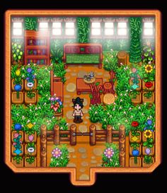 an image of a game screen with plants and flowers in the center, as well as a