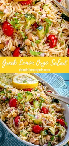 Orzo pasta salad with lemons cucumber and tomatoes Greek Lemon Orzo, Lemon Orzo Pasta Salad, Summer Orzo Salad, Lemon Orzo Pasta, Greek Orzo Pasta Salad, Lemon Orzo Salad, Pasta Veggies, Easy Italian Pasta Salad, Orzo Salad Recipes