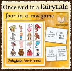 the fairy tale game for children with pictures and words on it, including four - in - row games