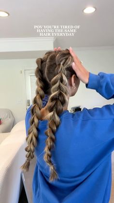 Maddy Millard | The dragon braids are so fun!! 😁🙌🏻 • • #hair #hairtok #hairstyle #hairinspo #hairtutorial #hairideas #braids #dragonbraid... | Instagram Dragon Braid Curly Hair, Hairstyles Dragon Braid, Two Dragon Braids, Dragon Tail Braid, Game Hairstyles Sports, Raya Hairstyles, Maddy Millard, Lax Hairstyles, Dragon Hairstyles