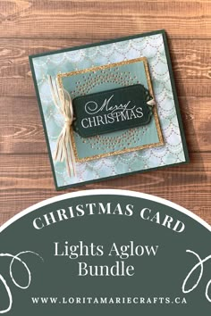 a christmas card with the words lights glow bundle on it and an image of a wooden table