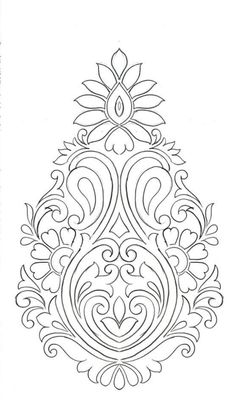 an intricately designed christmas tree is shown in black and white, as well as the outline