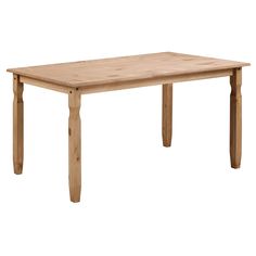 a wooden table with two legs and a square top on an isolated white background,