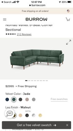 a green sectional sofa with the price tag below it and other items on sale for $ 2