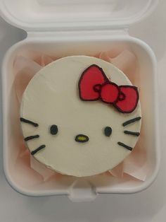 a plastic container with a hello kitty cake in it