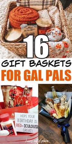 gift baskets for the holidays with text overlay that reads 16 gifts for dads