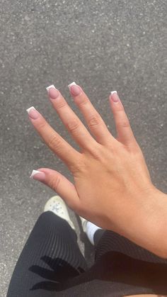 french tips, acrylic nails, nails, nail inspo Dainty French Tip Nails, Small French Tips, Acrylic Nails Short French Tip, Promotion Nails, French Tips Acrylic Nails, French Tips Acrylic, Tips Acrylic Nails