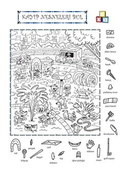 a coloring page with an image of a garden and other things to color on it