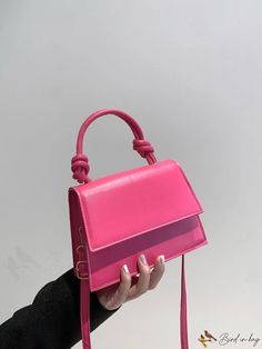 BirdinBag - Purple Mini Flap Square Bag with Crocodile Embossing Shein Purse, Shein Bags, Rose Fushia, Neon Bag, Black Hot Pink, Fancy Bags, Word Wrap, Handbag Straps, Pink Mini