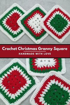 crochet christmas granny square with love