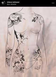 an image of a woman with flowers on her body