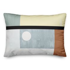 a pillow with an abstract design on the front and back, along with a black border