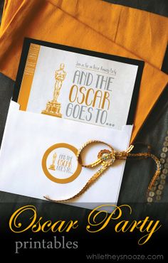 an oscar party printable is on the table