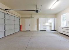 an empty garage with no one in it