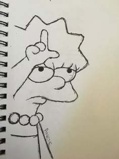 a drawing of a cartoon character holding a knife in one hand and looking at the viewer