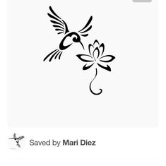 a black and white drawing of a humming bird with a flower in its beak