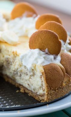 a close up of a pie on a plate