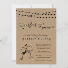 a card with the words perfect pair on it and two glasses of wine in front