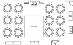 a seating plan for an event with tables and chairs in the center, surrounded by circles