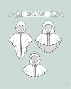 the hoodie pattern is shown in three different styles, including one with an attached hood and