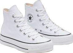 All Star Platform, Casual Shoes Women Sneakers, Platform Chucks, Casual Athletic Shoes, Chuck Taylor All Star Lift, Platform Converse, New Converse, Converse White, White Converse