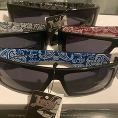 Locs Sunglasses - Lot Of 6 Pairs - Black With “Bandanna” Print Inside Casual Black Sunglasses For Festival, Casual Adjustable Sunglasses For Festivals, Locs Accessories, Locs Sunglasses, Eyewear Fashion, Locs, Sunglasses Accessories, Mens Accessories, Shades