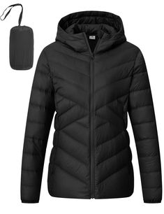 PRICES MAY VARY. Keep Warm:100% nylon fabric,filled with 90% White duck down,give the womens warm down jacket a durable and warm performance.The high-density fabric organization prevents the circulation of cold air and is cozy for winter wear. Packable Design:Womens quilted puffer jacket is lightweight and soft,easy to fold and store.The included organizer bag has a drawstring design, making it easy to carry on the go. Zipper Pockets:2 side zippered pockets are capable of storing cards,wallets a Fabric Organization, Coat Waterproof, Thermal Jacket, Winter Puffer Coat, Puffer Coats, Winter Puffer Jackets, Winter Puffer, Fleece Jacket Womens, Warm Down