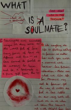 a piece of paper with writing and pictures on it that says what is a soulmate?