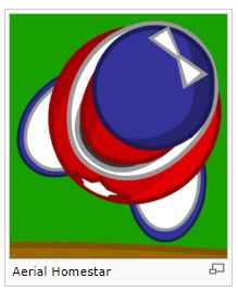 an image of a red, white and blue object with the word aerial homestar on it