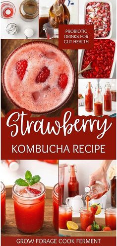 strawberry kombucha recipe with the title above it