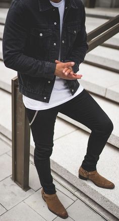 5 Stylish Dinner Date Outfit Ideas You Can Try Out - MR KOACHMAN Black Jean Jacket Outfits Men, Oversized Black Jean Jacket Outfits, Oversized Black Jean Jacket, Black Jean Jacket Outfits, Jacket Outfits Men, Black Denim Jacket Men, Jean Jacket Outfits Men, Mens Fall Outfits, Minimal Tattoos