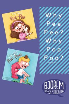 three children's books with the title, why pee pee poo? and an image