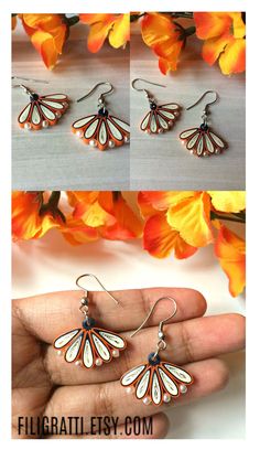 These colorful dangle earrings are so attractive they will catch everyone's attention. You can pair these with any outfit & they will take the style quotient notches higher. #cuteearrings #earringsdanglecolorful #fashionjewelry #flowerearrings #earringsdangleprom . Dangle Flower Earrings As Gift For Her, Orange Flower Earrings For Gift, Nickel Free Flower Earrings For Her, Dainty Dangle Earrings, Flower Minimalist, Colorful Minimalist, Quilled Jewellery, Unique Handmade Earrings, Paper Jewelry