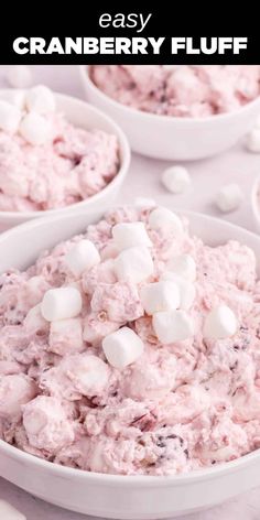 pink cranberry fluff with mini marshmallows in white bowl Cranberry Fluff Recipe, Cranberry Fluff Salad, Cranberry Jello, Cool Whip Desserts, Cranberry Dessert, Canned Cranberries, Fluff Salad