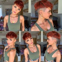 Celebrity Short Haircuts, Short Punk Hair, Pixie Undercut, Red Pixie, Short Ombre Hair, New Short Hairstyles