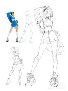 an image of some character sketches from the video game overwatching woman in blue