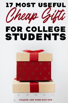 gifts for college students with text overlay that reads 17 most useful cheap gifts for college students