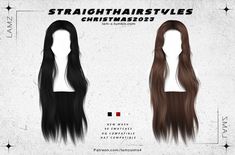 two long hair styles are shown in three different colors and sizes, with the same length as