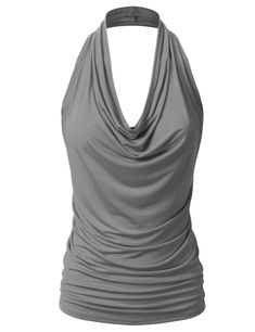 PRICES MAY VARY. Casual Sleeveless Stretchy Halter Neck Draped Front Sexy Backless Low Cut Tank Top Features Halter Neckline, Lightweight, Sleeveless, Draped Front, Open Back. Various Color Choices and Plus Size Available Super Comfortable to Wear, Unique Style, Make You More Beautiful, Sexy and Elegant ** Please check the size chart provided from us to ensure your order ** Due to monitor settings and pixel definition, we cannot guarantee the color that you see will be exact from the actual colo Deep V Neck Tops, Low Cut Halter Top, Low Cut Tank Tops, Cut Tank Top, Backless Tank Top, Low Cut Top, Women Halter, Cowl Neck Top, Halter Neck Top