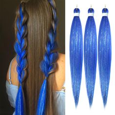 PRICES MAY VARY. 100% Kanekalon synthetic fiber, high quality braiding hair. Pre stretched braiding hair, save you on prep time. Soft, natural, fresh and long lasting. No smell, no itch. Healthy and friendly. Hot water setting. Design any styles you like. 100% Kanekalon synthetic fiber, high quality braiding hair. Dark Blue Braids, Midnight Blue Box Braids, Midnight Blue Braids, Neon Hair Extensions Braids, Blue Braid Extensions, Pre Stretched Braiding Hair, Braids Hair, Braid In Hair Extensions, Braiding Hair