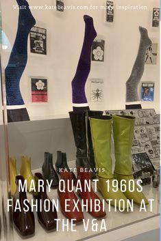 Kate Beavis' Top Favourite Mary Quant 1960s Looks From The V&A Fashion Exhibition.  The fashions of British designer, Mary Quant are displayed right now at the V&A Museum in London. She is an icon of the 1960s so if you love this decade, this is a must see exhibition. It is on until 16th February so you have time!  #1960s #retrofashion #vintagefashion #maryquant Nostalgic Fashion, Digital Presentation, 1960s London, Shoe Making