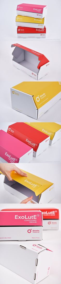 several different colored boxes are stacked on top of each other, with the same color