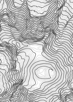 an abstract black and white pattern with wavy lines in the shape of mountains or hills