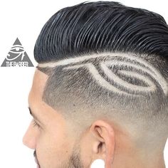 Men's Hair, Haircuts, Fade Haircuts, short, medium, long, buzzed, side part, long top, short sides, hair style, hairstyle, haircut, hair color, slick back, men's hair trends, disconnected, undercut, pompadour, quaff, shaved, hard part, high and tight, Mohawk, trends, nape shaved, hair art, comb over, faux hawk, high fade, retro, vintage, skull fade, spiky, slick, crew cut, zero fade, pomp, ivy league, bald fade, razor, spike, barber, bowl cut, 1960, hair trend 2015, men, women, girl, boy Pinterest Men, Hair Tattoo Designs, Boys Hairstyles, Shaved Hair Designs, Pompadour Hairstyle, Hair Patterns, New Haircut