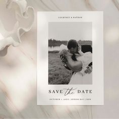 a save the date card with a photo on it