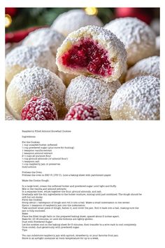 the recipe for raspberry snowball cookies is shown